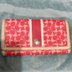 Coach pink and Cream Signature Wallet